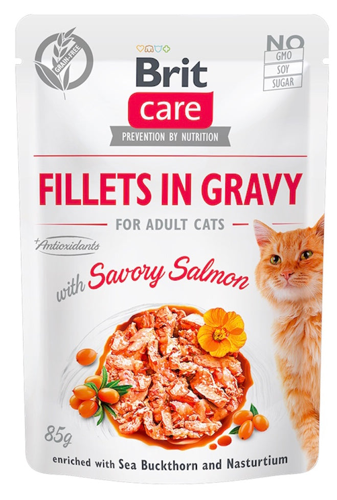 Brit savory salmon in gravy 85g