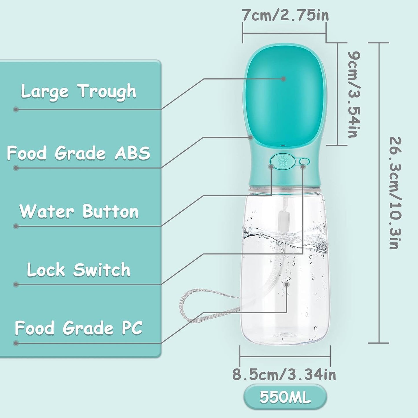 Portable Water Drinking Bottle 550ml