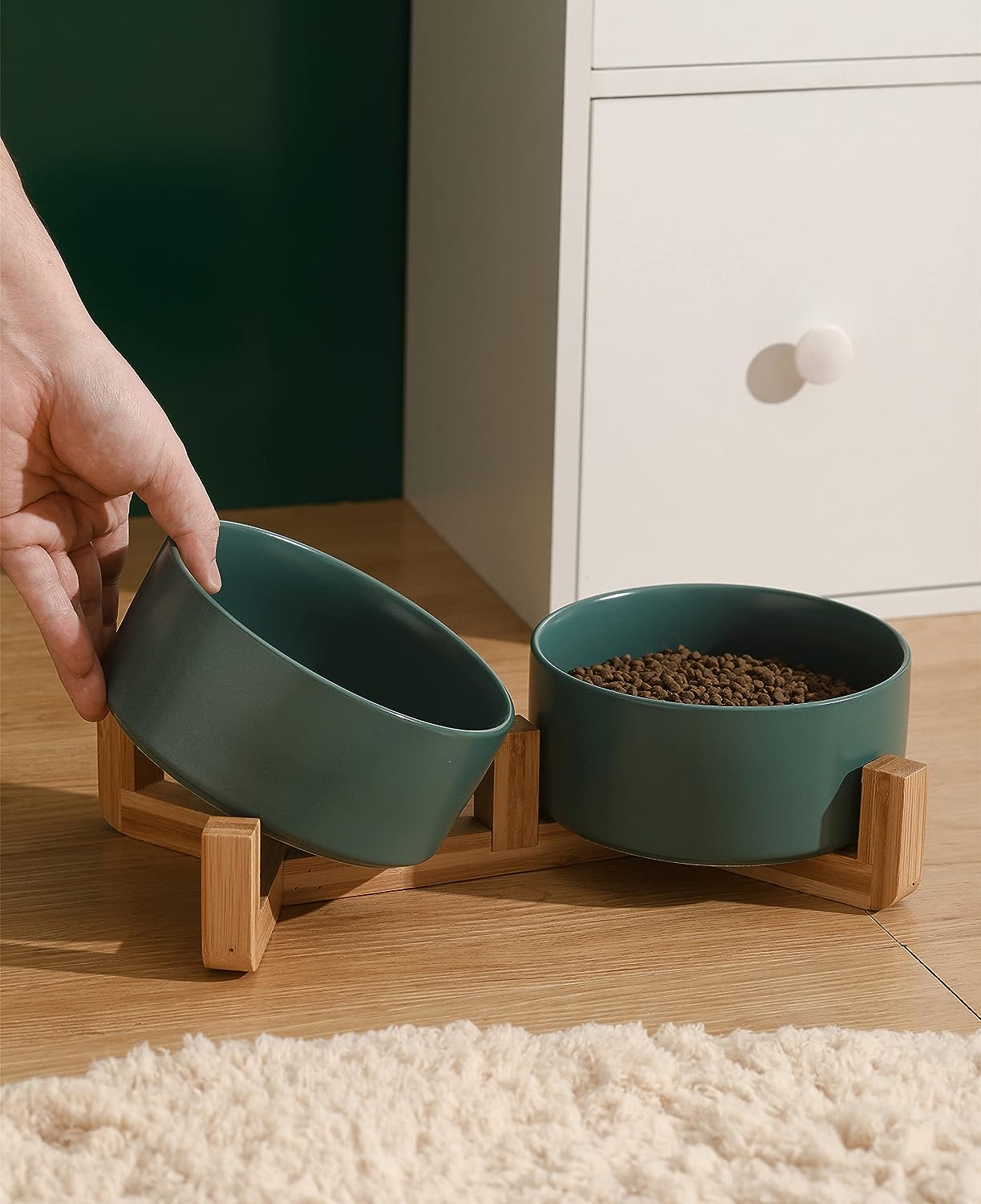 Luxury Ceramic Dual Pet Bowl L