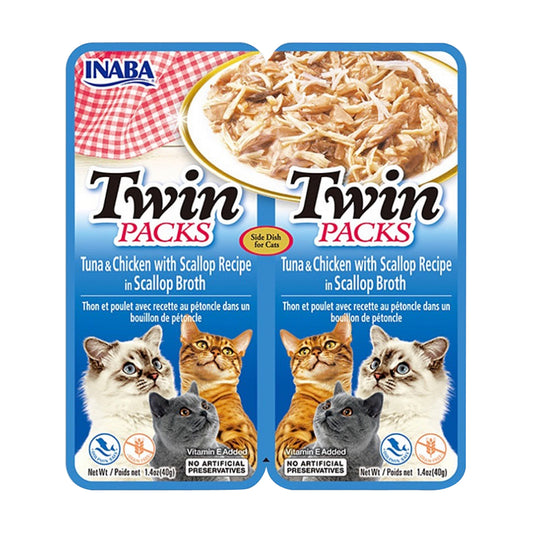 Inaba Twin Packs -  Tuna & Chicken recipe in Scallop 80g