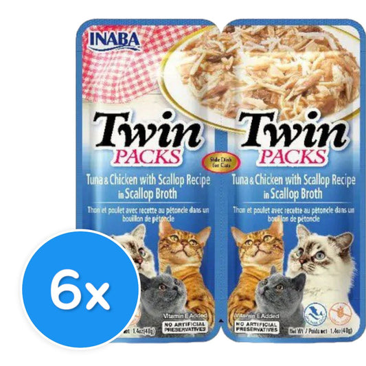 Inaba Twin Packs -  Tuna & Chicken recipe in Scallop 6X