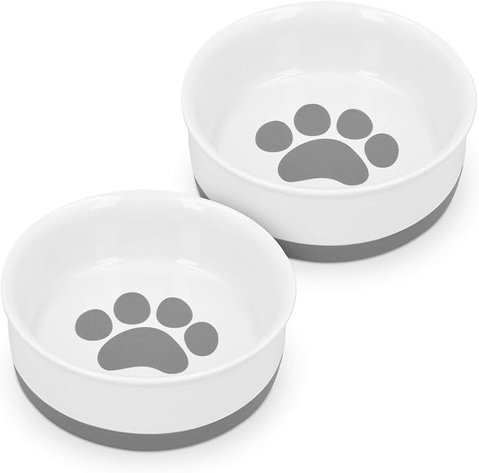 Navaris Porcelain Cat Bowls (Set of 2) - 15cm