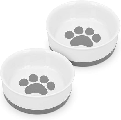 Navaris Porcelain Cat Bowls (Set of 2) - 15cm