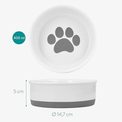 Navaris Porcelain Cat Bowls (Set of 2) - 15cm