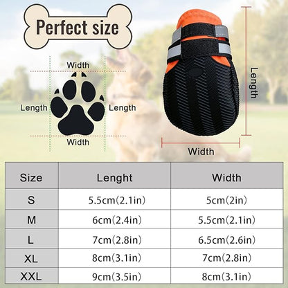 Leeko Dog Boots, Anti-Slip Dog Shoes with Reflective Strip M