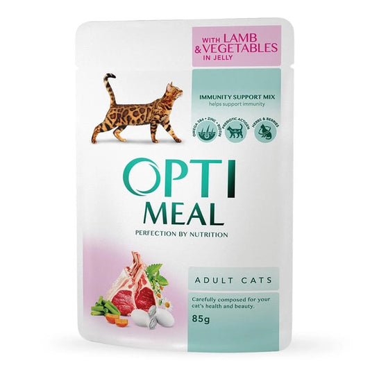 OPTIMEAL - Complete Wet Food for Adult Cats - Lamb and Veggies 85g