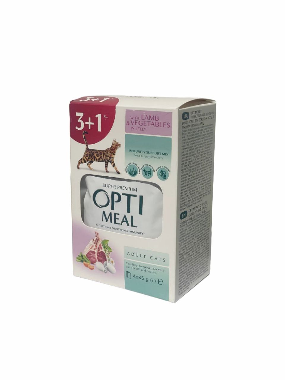 OPTIMEAL - Complete Wet Food for Adult Cats - Lamb and Veggies 4x