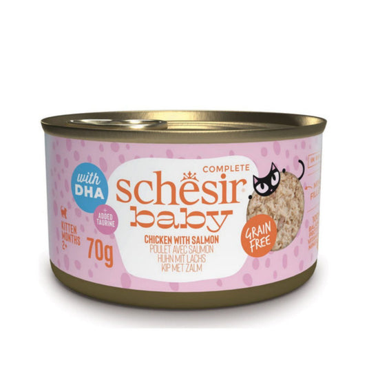 Schesir Baby Chicken With Salmon Grain-Free Kitten Canned Cat Food 70g