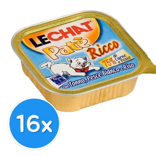 LeChat Adult Paté Ricco with Tuna, Ocean Fish and Rice 16X