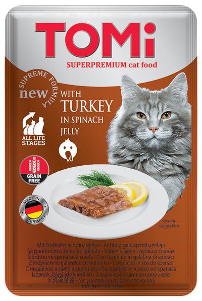 Tomi Turkey & Spinach in Jelly 100g