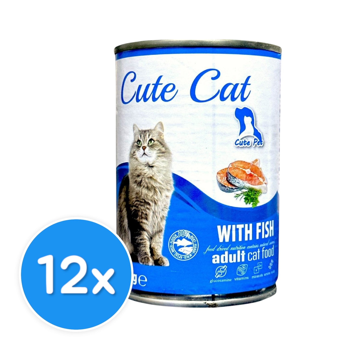 Cute Cat Adult with Fish 12X