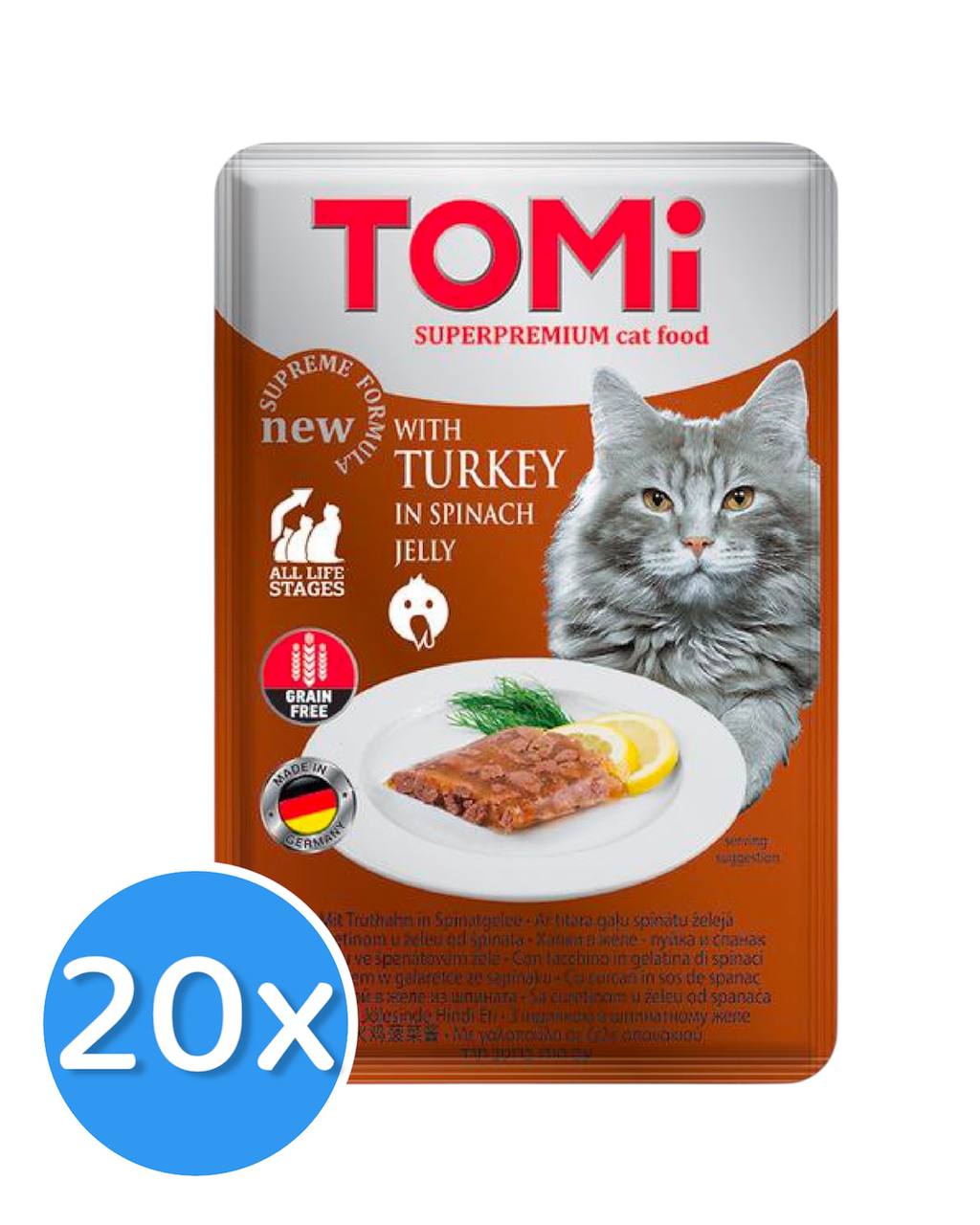 Tomi Turkey & Spinach in Jelly 20X